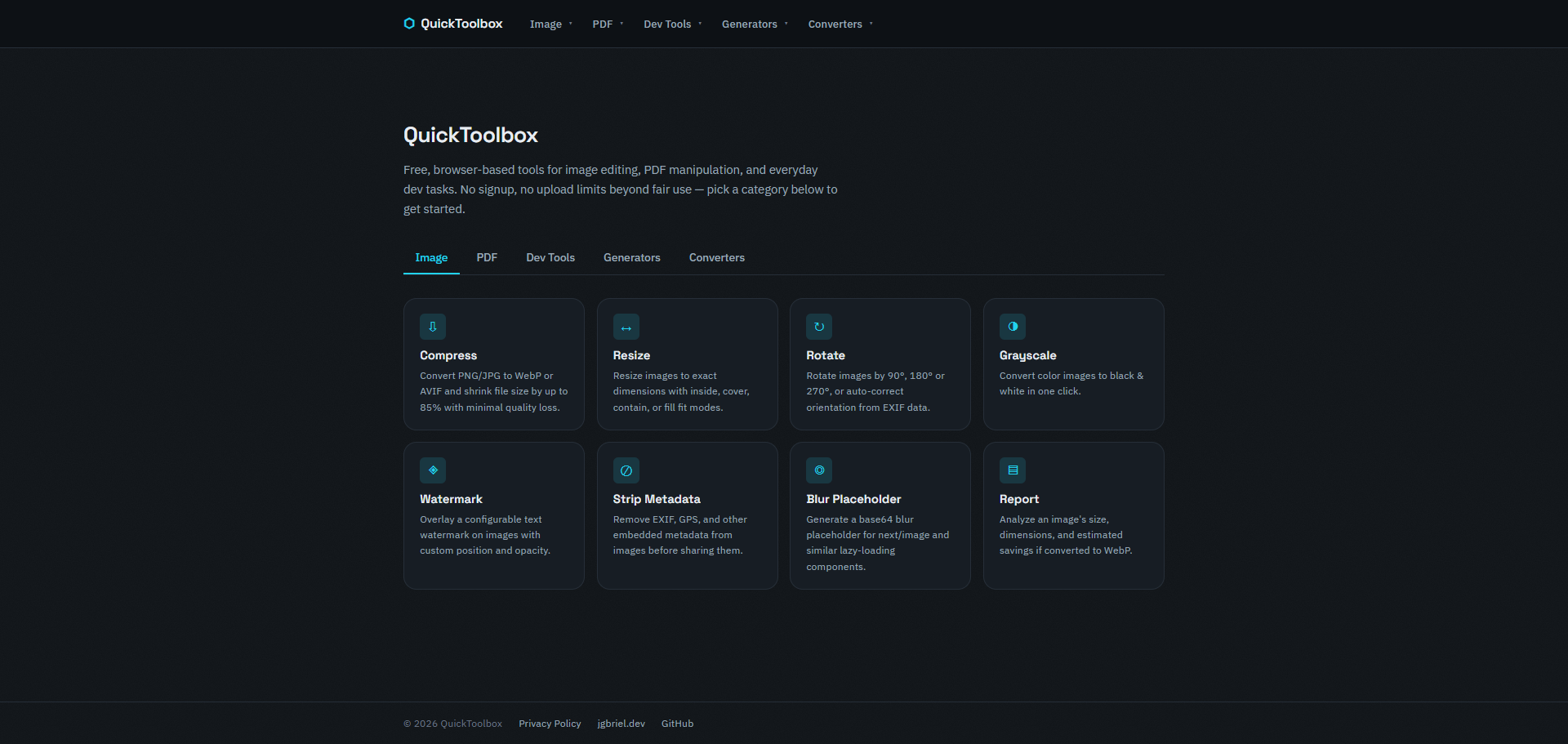 QuickToolbox — Hub de Ferramentas Online